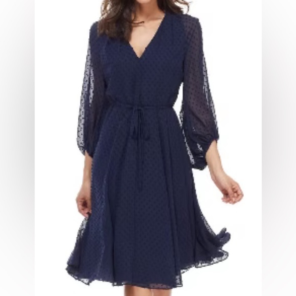 Gal Meets Glam Esther Navy Long Sleeve Dress